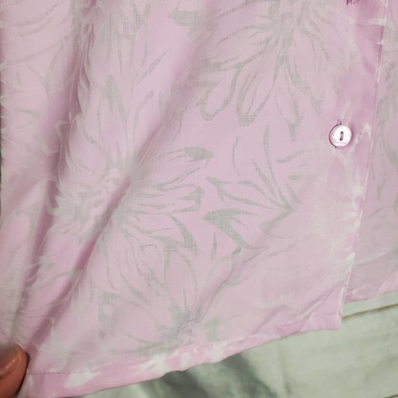 Vintage Blouse Womens Size 12 Floral Pink Button Up Sheer 3/4 Sleeve Casual - Picture 6 of 11